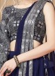 Navy Blue Chiffon Lehenga With Embroidered Choli